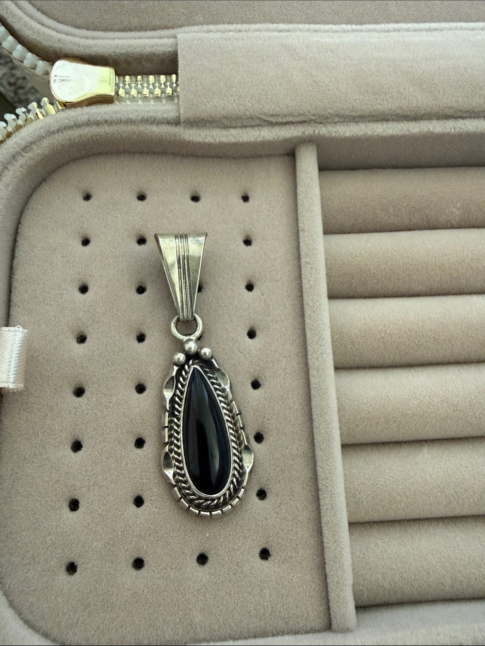 Sterling Silver Black Onyx Teardrop Pendant